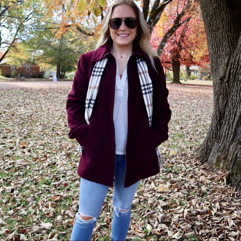 Womens plum colored pea coat